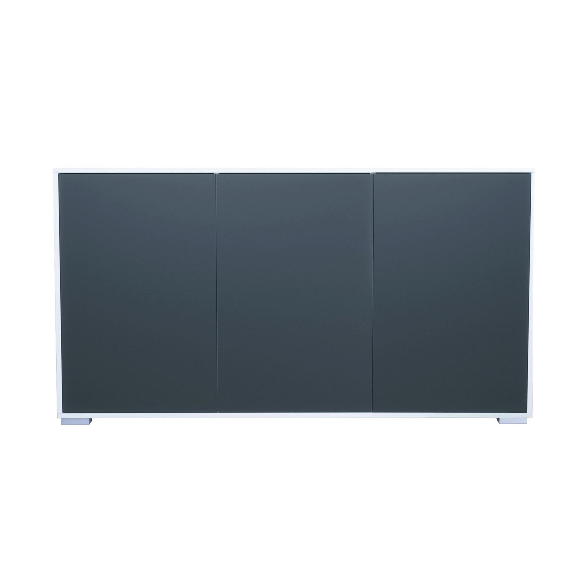 SIDEBOARD Elena, Kommode mit Push-to-Open, Made in Germany, Moderner Schrank, Weiß matt/Anthrazit matt (152,5 x 83 x 37 cm) - Anthrazit, Holzwerkstoff (152.5/83/37cm) - InnoFurn