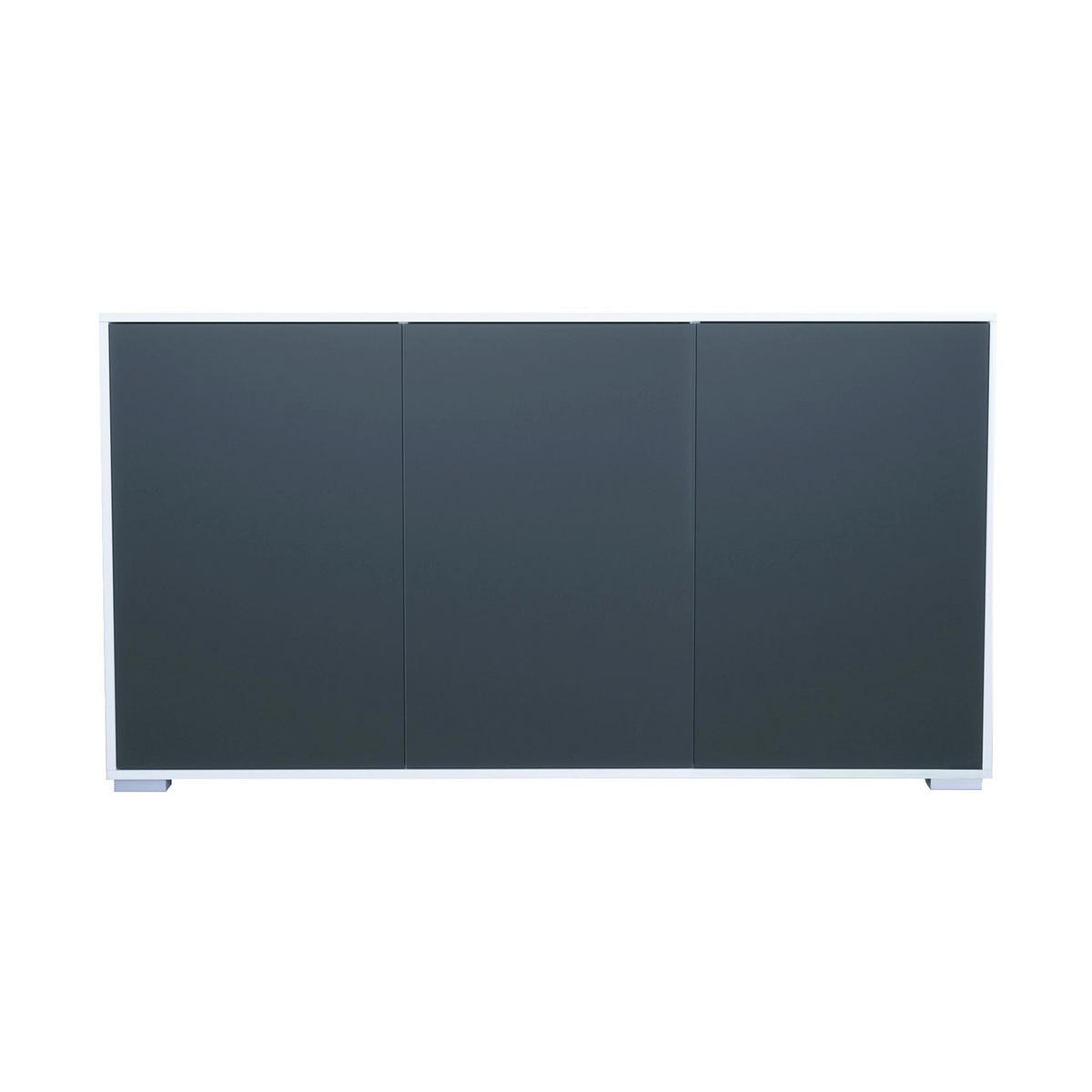 SIDEBOARD Elena, Kommode mit Push-to-Open, Made in Germany, Moderner Schrank, Weiß matt/Anthrazit matt (152,5 x 83 x 37 cm) - Anthrazit, Holzwerkstoff (152.5/83/37cm) - InnoFurn