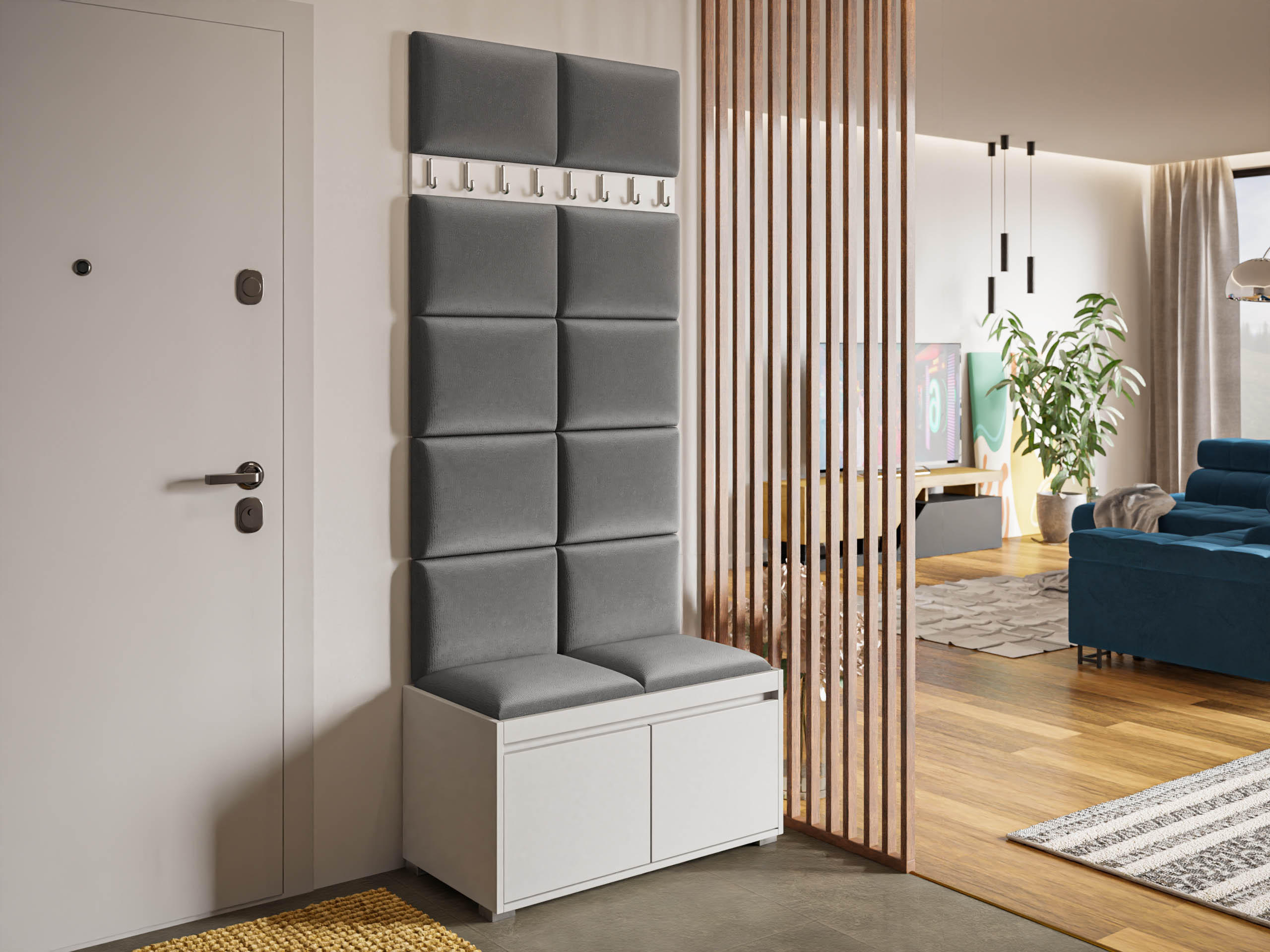 GARDEROBEN-SET Grawis 80 II - Silberfarben/Grau, Holzwerkstoff/Kunststoff (84.5/45/34cm) - MIRJAN24