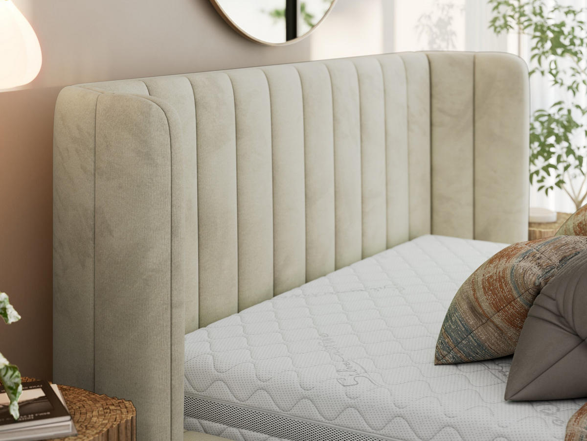 POLSTERBETT GOLETTA CLASSIC 140/200 - Beige Velvet - ohne Matratze - Beige, Textil (140/200cm) - MKS