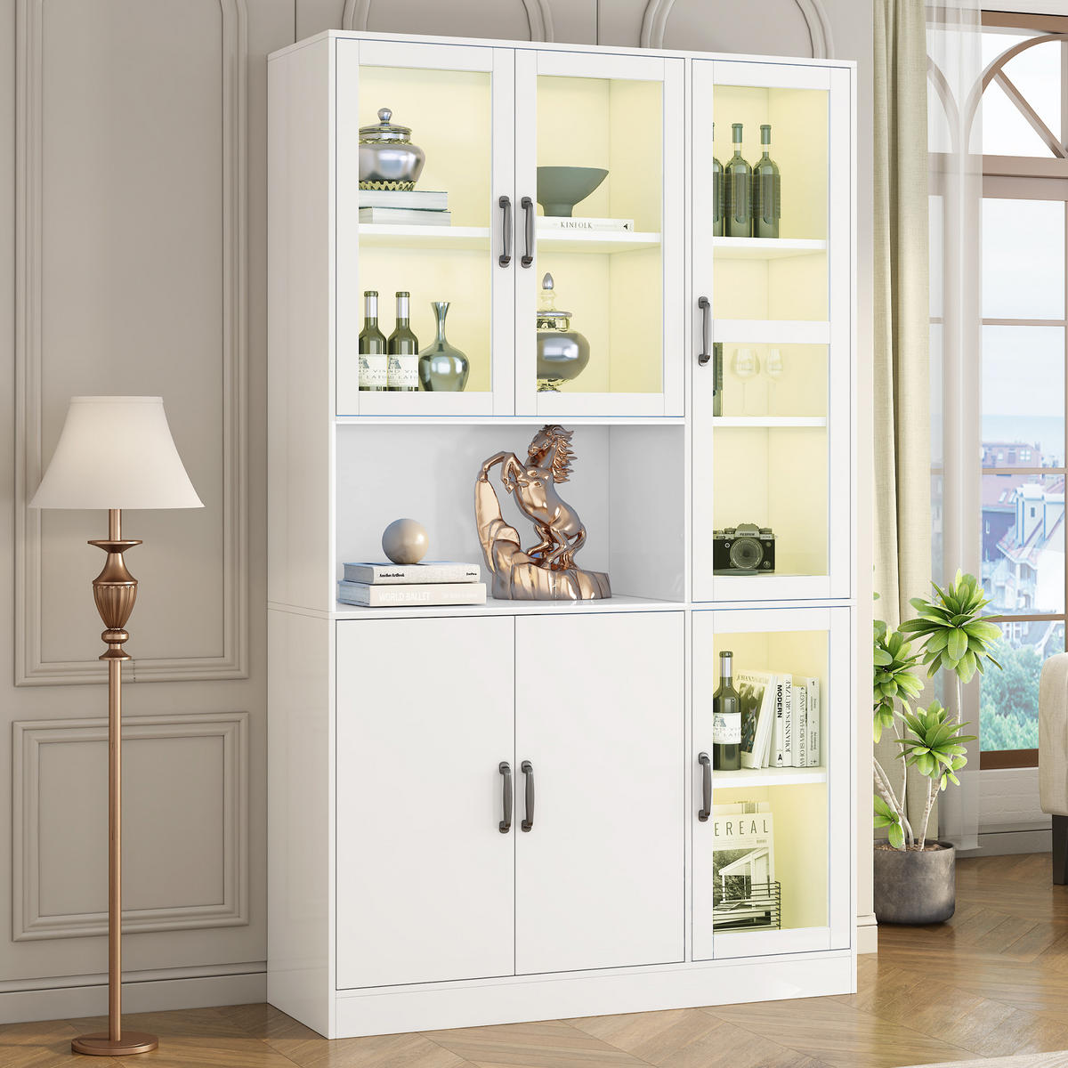VITRINENSCHRANK Weiß 120/40/200 cm - Weiß, Holzwerkstoff (120/200/40cm) - PANGIVO