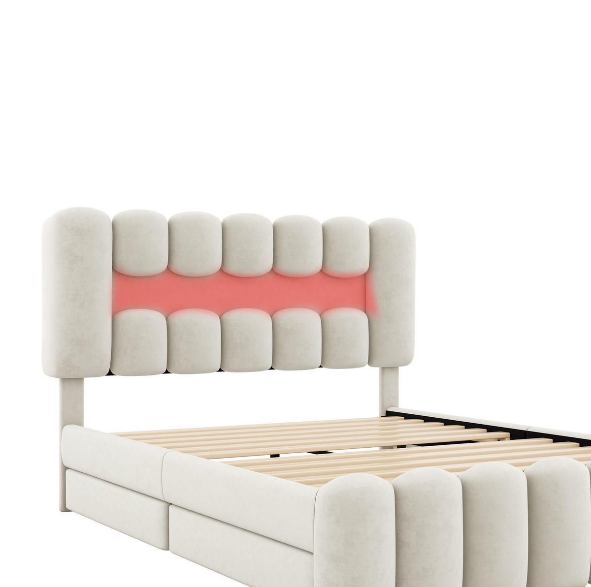 POLSTERBETT mit 4 Schubladen 140x200 cm Samt Beige - Beige, Metall (140/200cm) - Meubliv