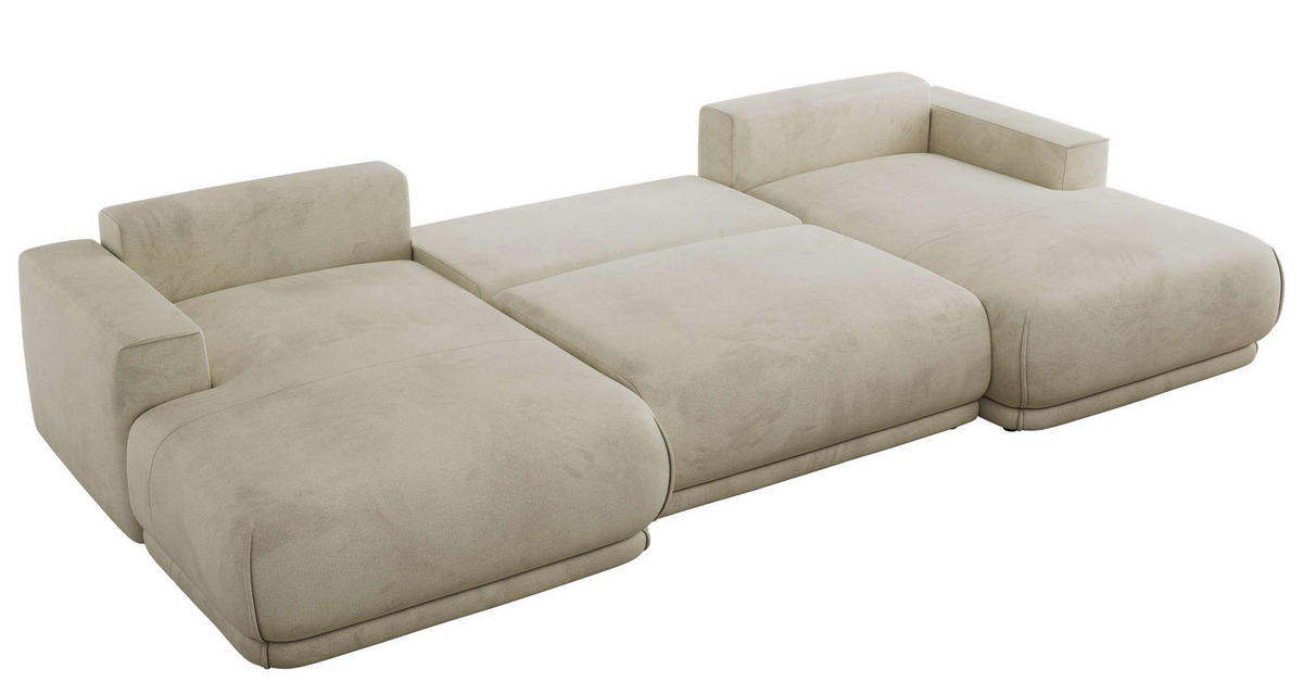SEDACIA SÚPRAVA RINA U Béžová Zamat - čierna/béžová, textil/plast (360/85/170cm) - MKS