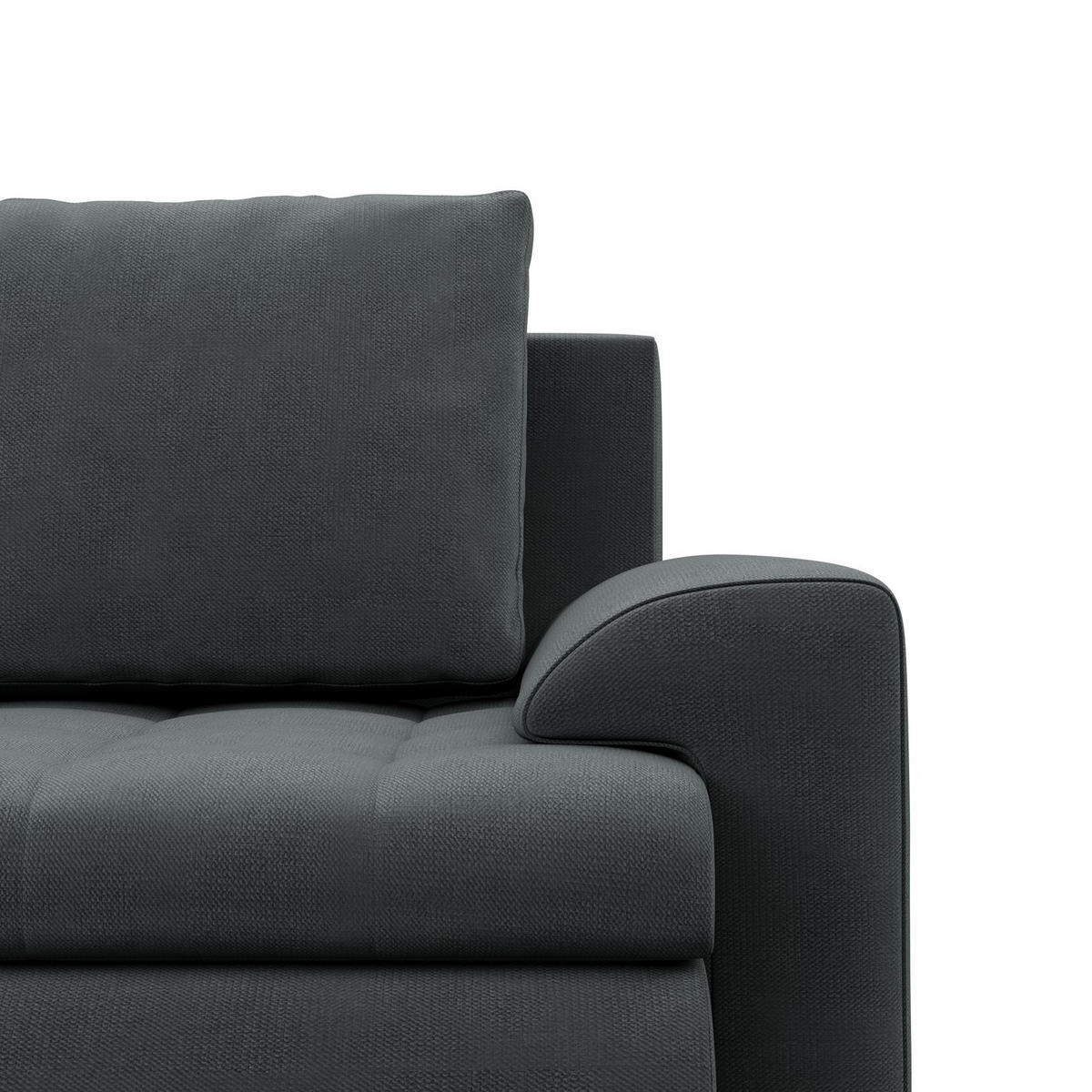 SOFA 3-SITZER MIT SCHLAFFUNKTION FORESTA, Dunkelgrau - Dunkelgrau, Textil (222/92/96cm)