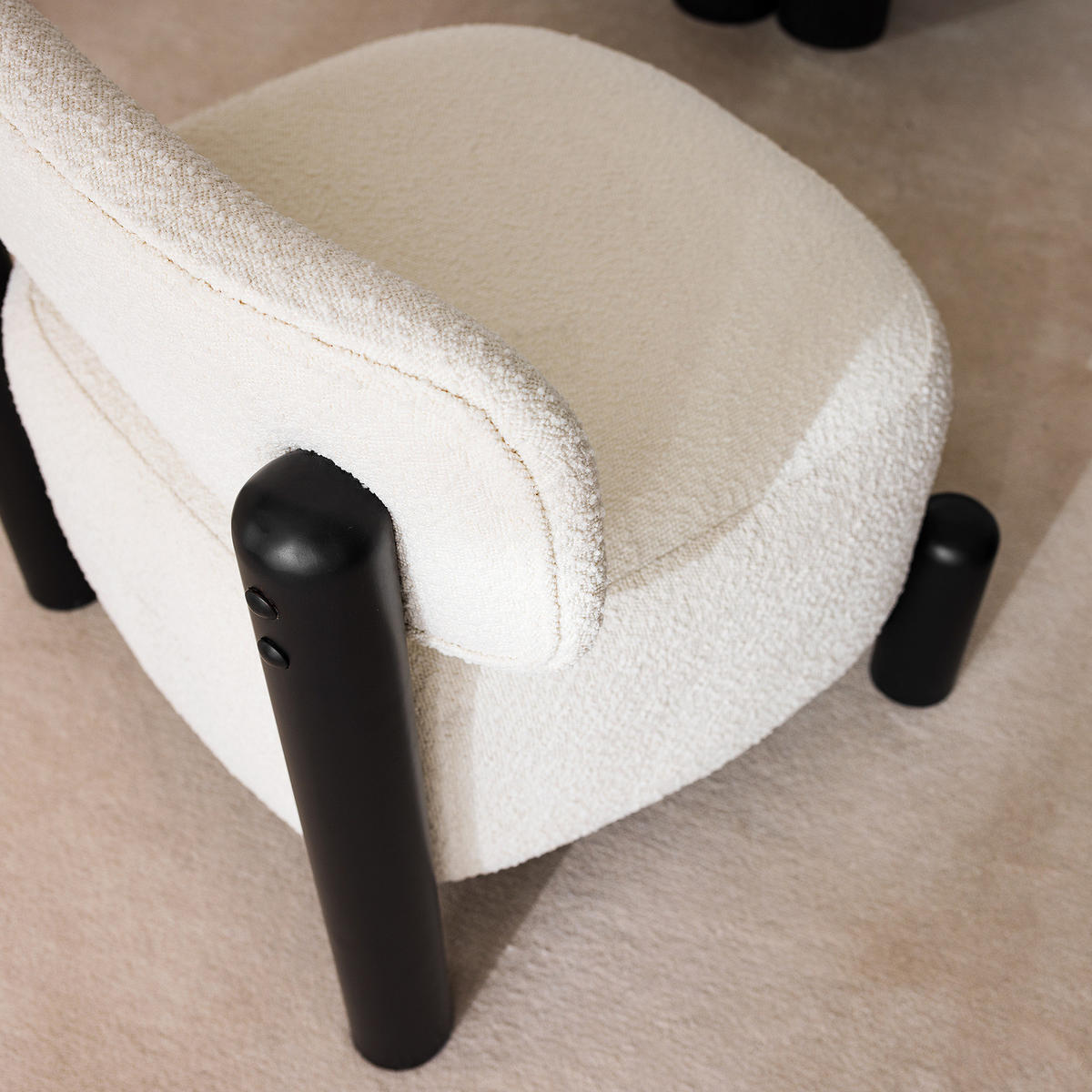 SESSEL - Bouclé Stoff - Creme, Holz/Textil (76/65/81cm) - home24