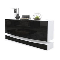 SIDEBOARD City Fronten in Schwarz Hochglanz - Schwarz Hochglanz, Holzwerkstoff (178/82/39cm) - Vladon