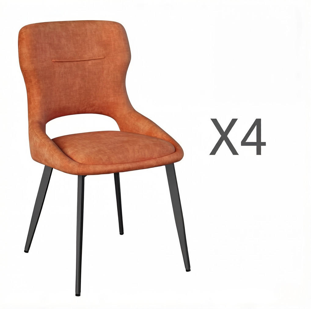 ESSSTUHL 4er-Set Chenille Orange - Orange, Metall (40/86/43cm) - Meubliv