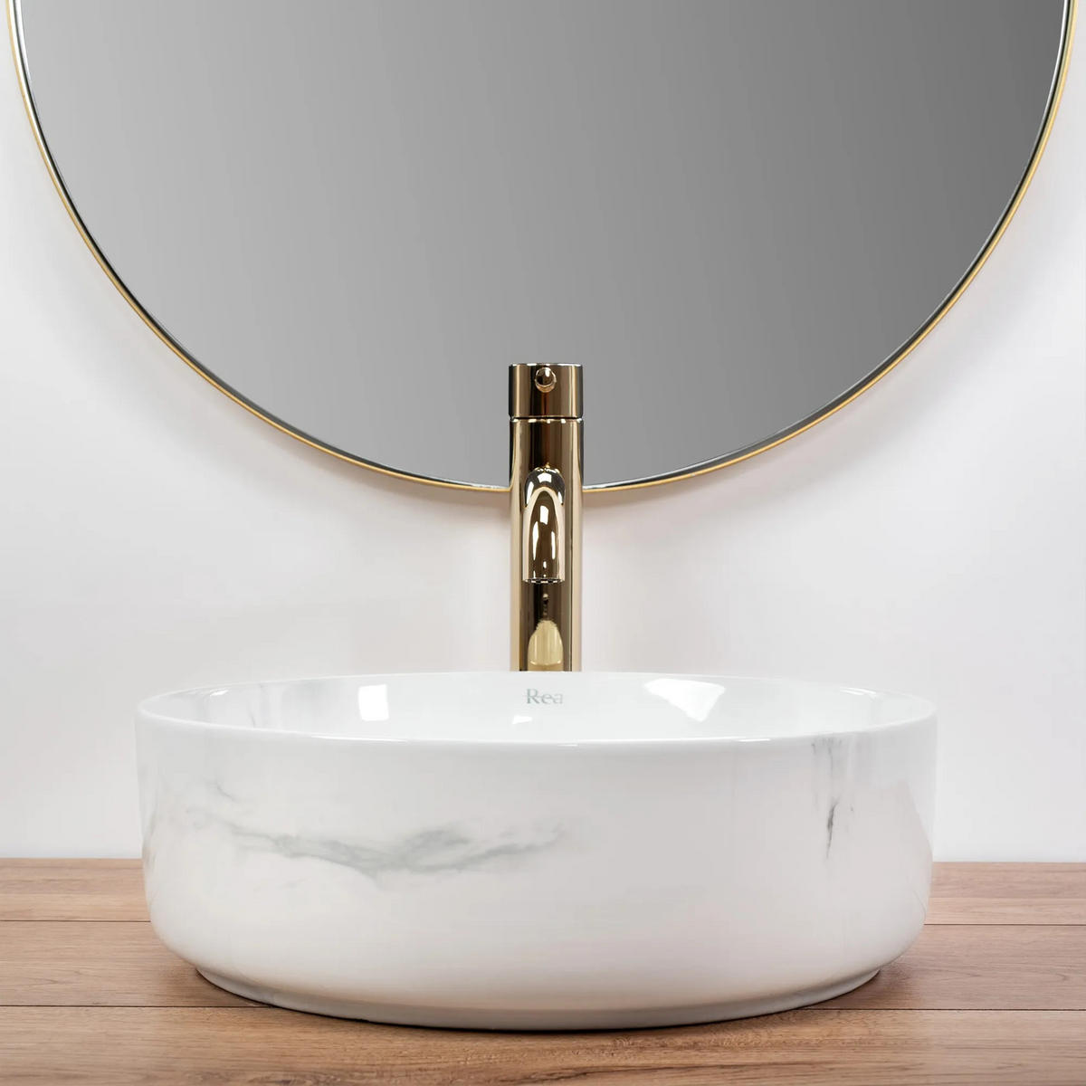 AUFSATZWASCHBECKEN Rea Sami Nature Marble - Weiß, Keramik (36/11.5/36cm) - REA