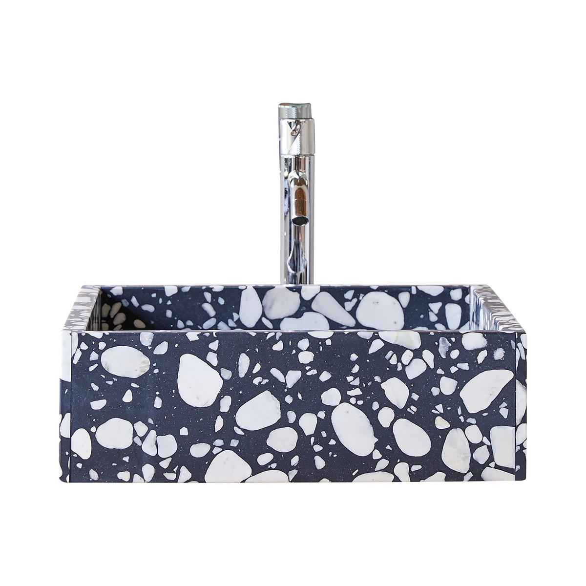 WASCHBECKEN Unik Schwarz aus Premium-Terrazzo - Schwarz, Stein (40/13/40cm) - Tikamoon