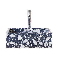 WASCHBECKEN Unik Schwarz aus Premium-Terrazzo - Schwarz, Stein (40/13/40cm) - Tikamoon