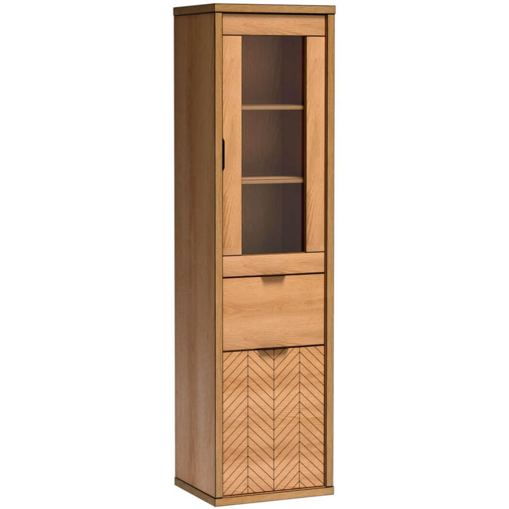 VITRINE Fun mit 1 Schublade und 2 Türen, Karamell-Eiche - Eichefarben, Holzwerkstoff (50/187/41cm) - Beautysofa