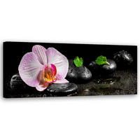 WANDBILD blühende zen orchidee - Schwarz, Textil (90/30cm) - Feeby