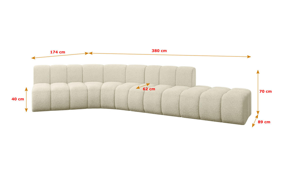 ECKSOFA modulares Sofa Brilo-L1 - 380x174x70 cm Beige - Beige, Holzwerkstoff/Textil (380/174cm) - ALTDECOR