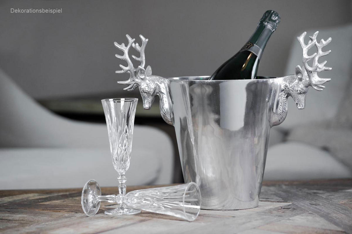 WEIN-/SEKT Flaschenkühler Hochglanz poliert (H) 32 x (Ø) 39 cm - Silberfarben, Paraffin (39/32cm) - Hermann Bauer jun. Kollektion GmbH