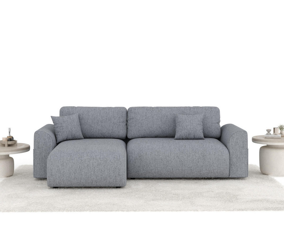 ECKSOFA MIT SCHLAFFUNKTION Bodega Grau Webstoff - Schwarz/Grau, Holz/Holzwerkstoff (235/138cm) - Maison de Reve