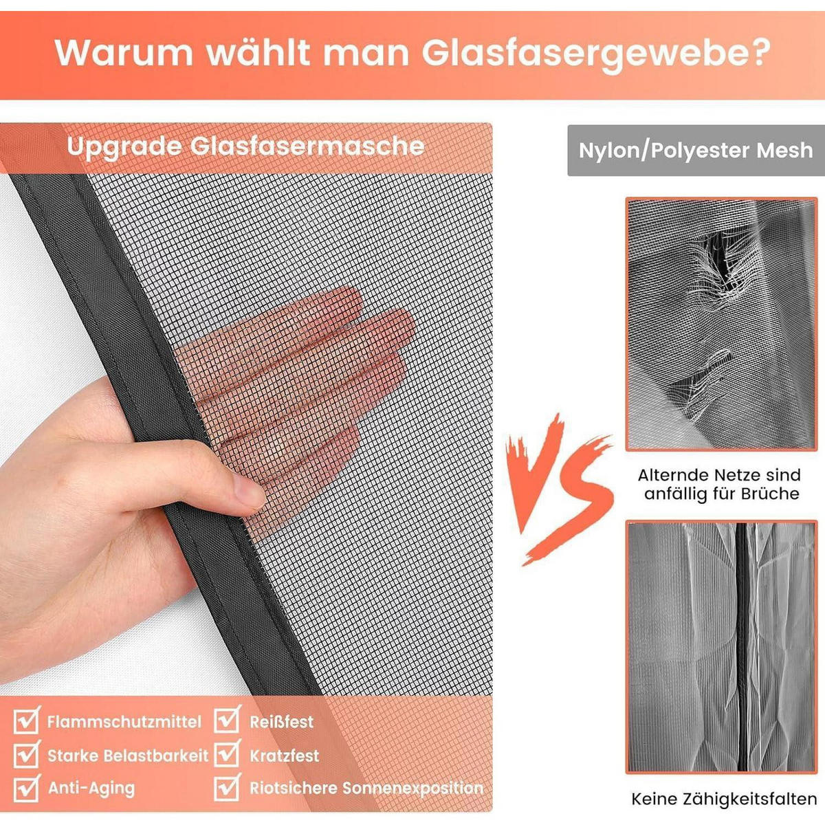 FLAMMHEMMENDES Fliegengitter für Balkontür, schwarz - Schwarz, Textil (120/210/2cm)