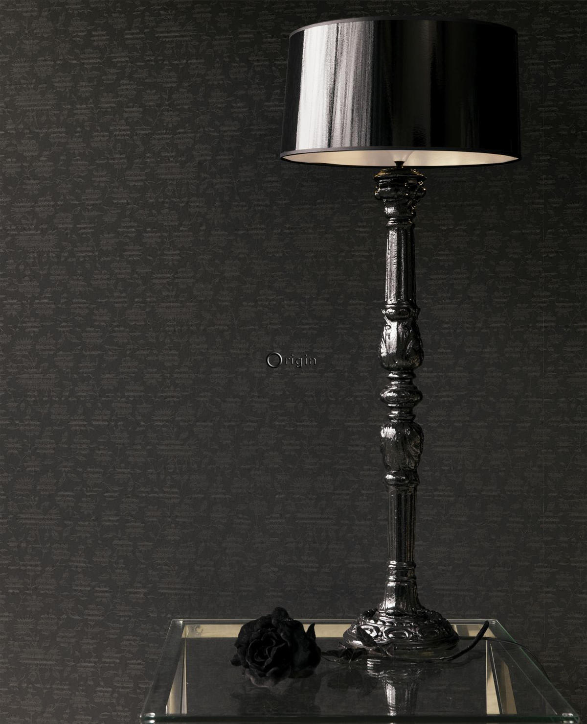 TAPETE Blumen 53 cm x 10.05 m - Schwarz, Papier (53/1000cm) - Origin Wallcoverings