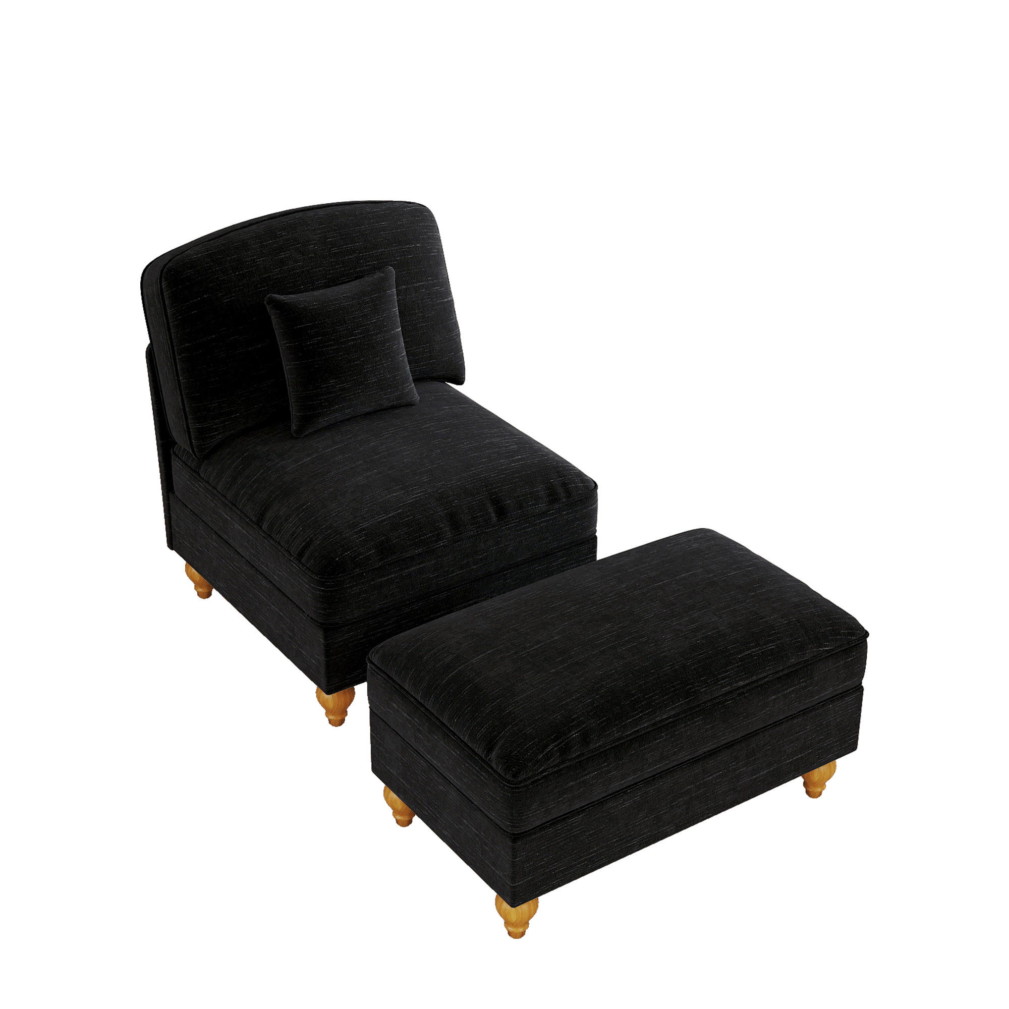 SESSEL DE-34420 mit Hocker Schwarz - Schwarz, Holzwerkstoff (83.5/93/78cm) - ComfortXL
