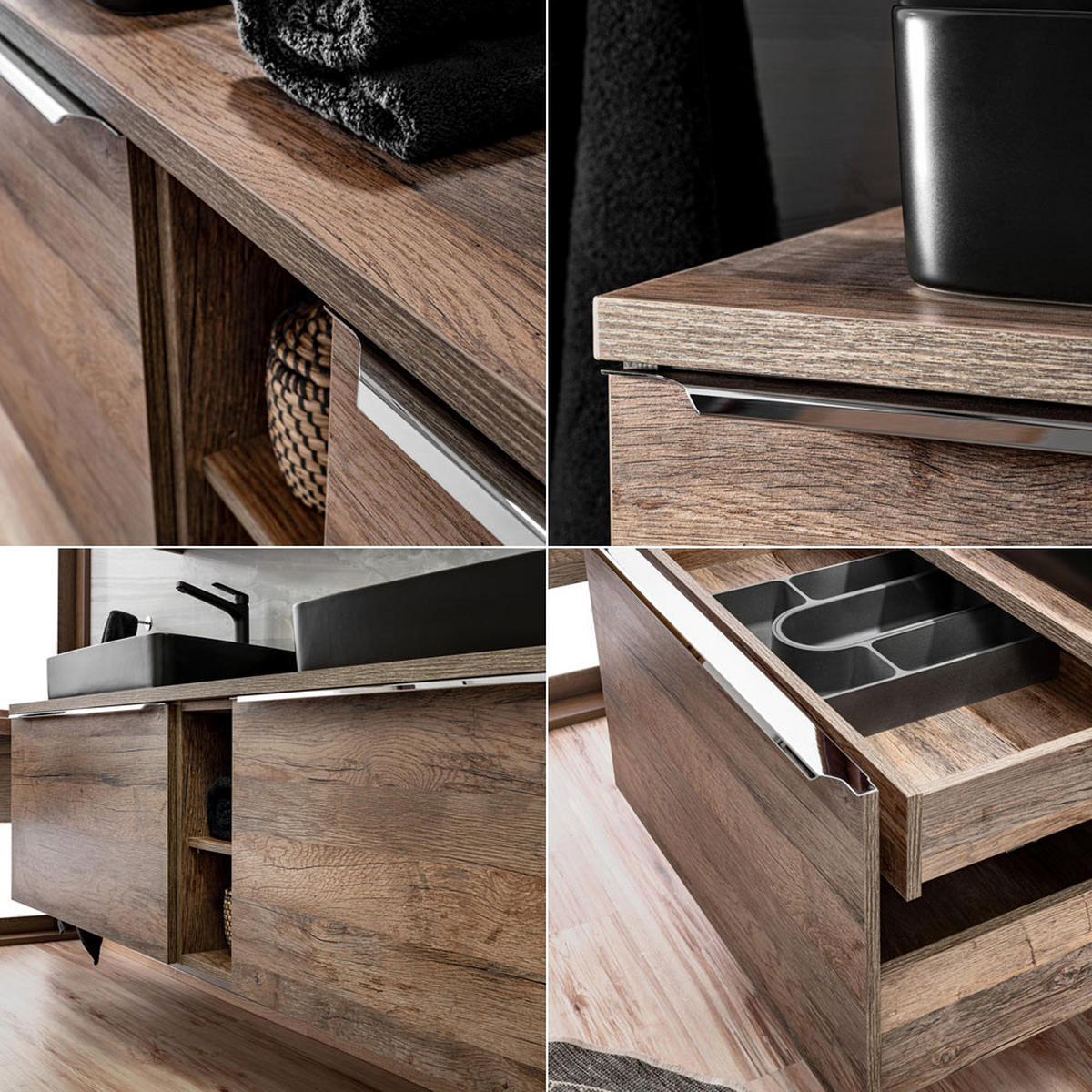 BADMÖBEL-SET 5-TLG. Puebla-56 - Braun, Holzwerkstoff (135/200/46cm) - Lomado