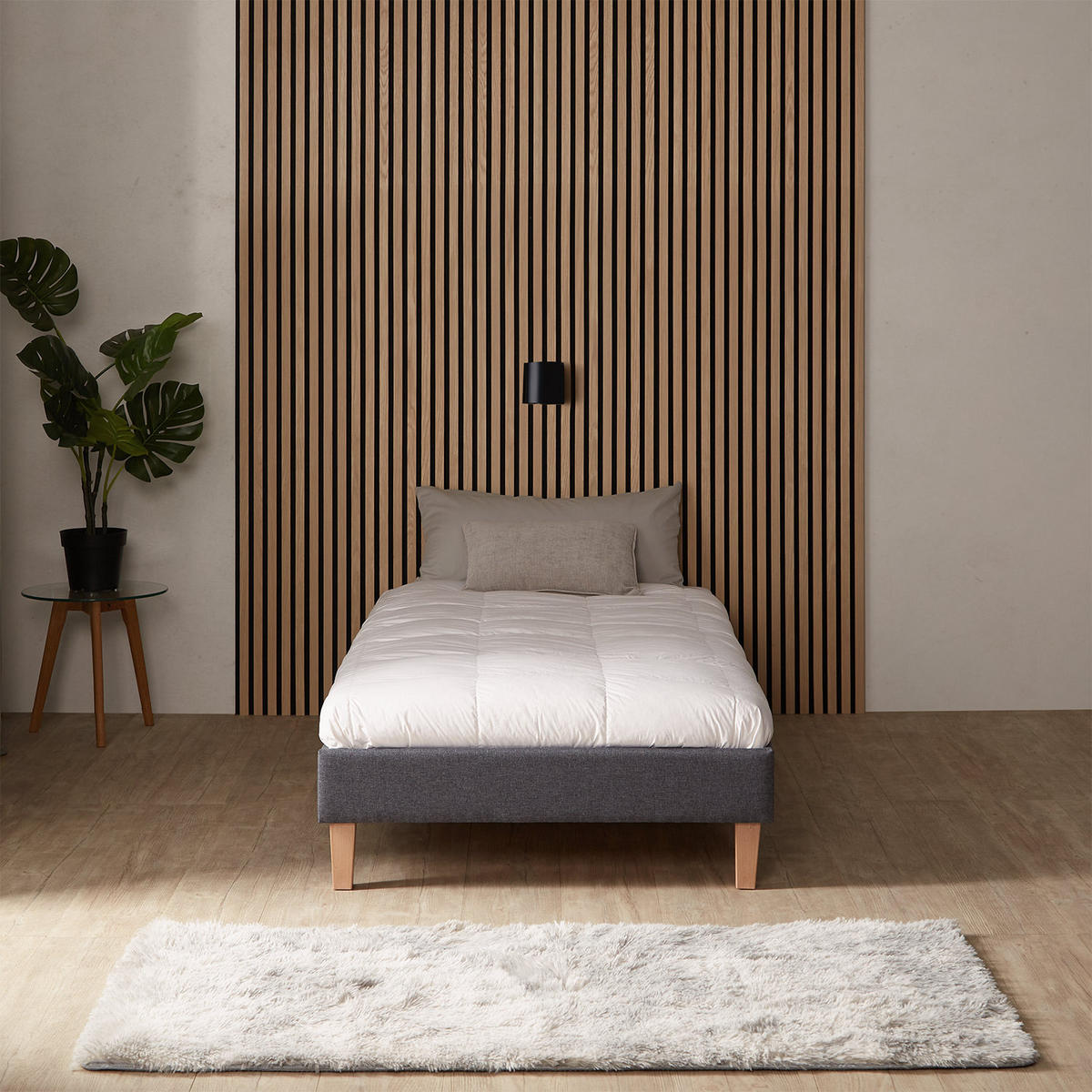 POLSTERBETT mit Lattenrost 90/200 cm in Grau - Grau, Textil (90/200cm) - Homestyle4u