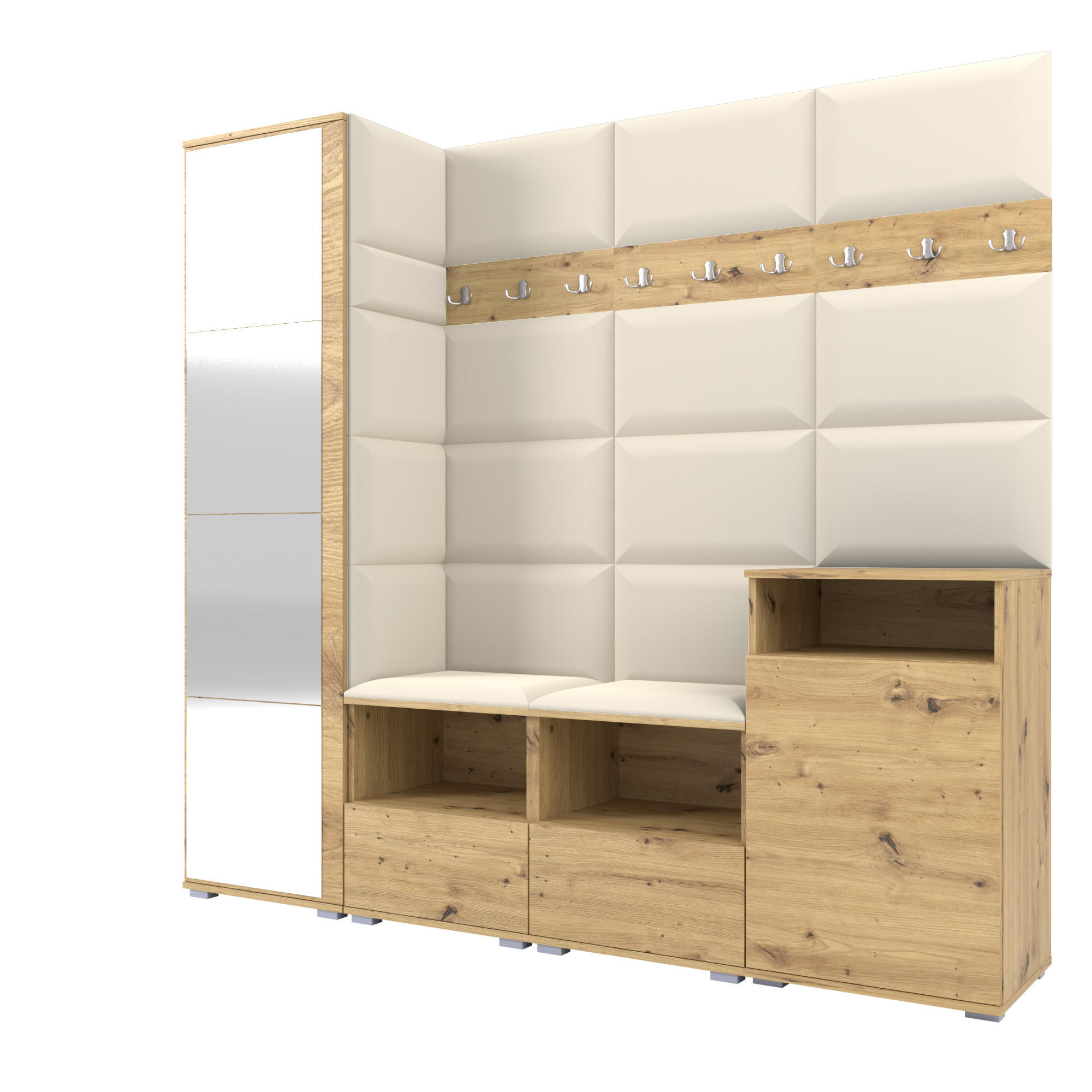 Ravio Garderobe Eiche Artisan, Creme 200x187x40 cm