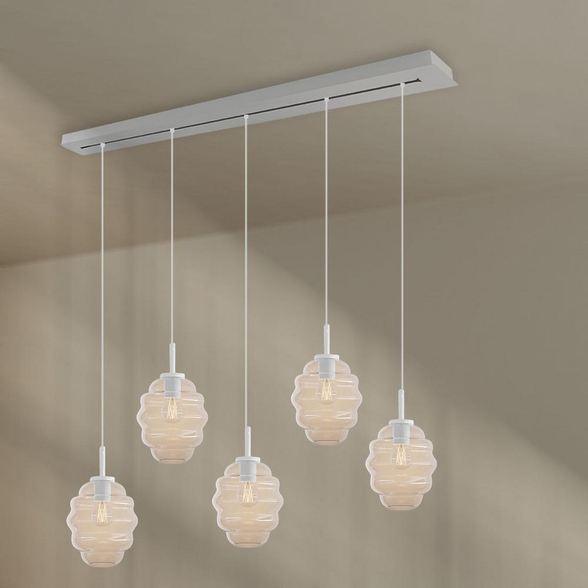 HÄNGELEUCHTE Echos 5-flammig Mehrfarbig Ø 18cm - Multicolor/Weiß, Glas (18/18/20cm) - s.luce