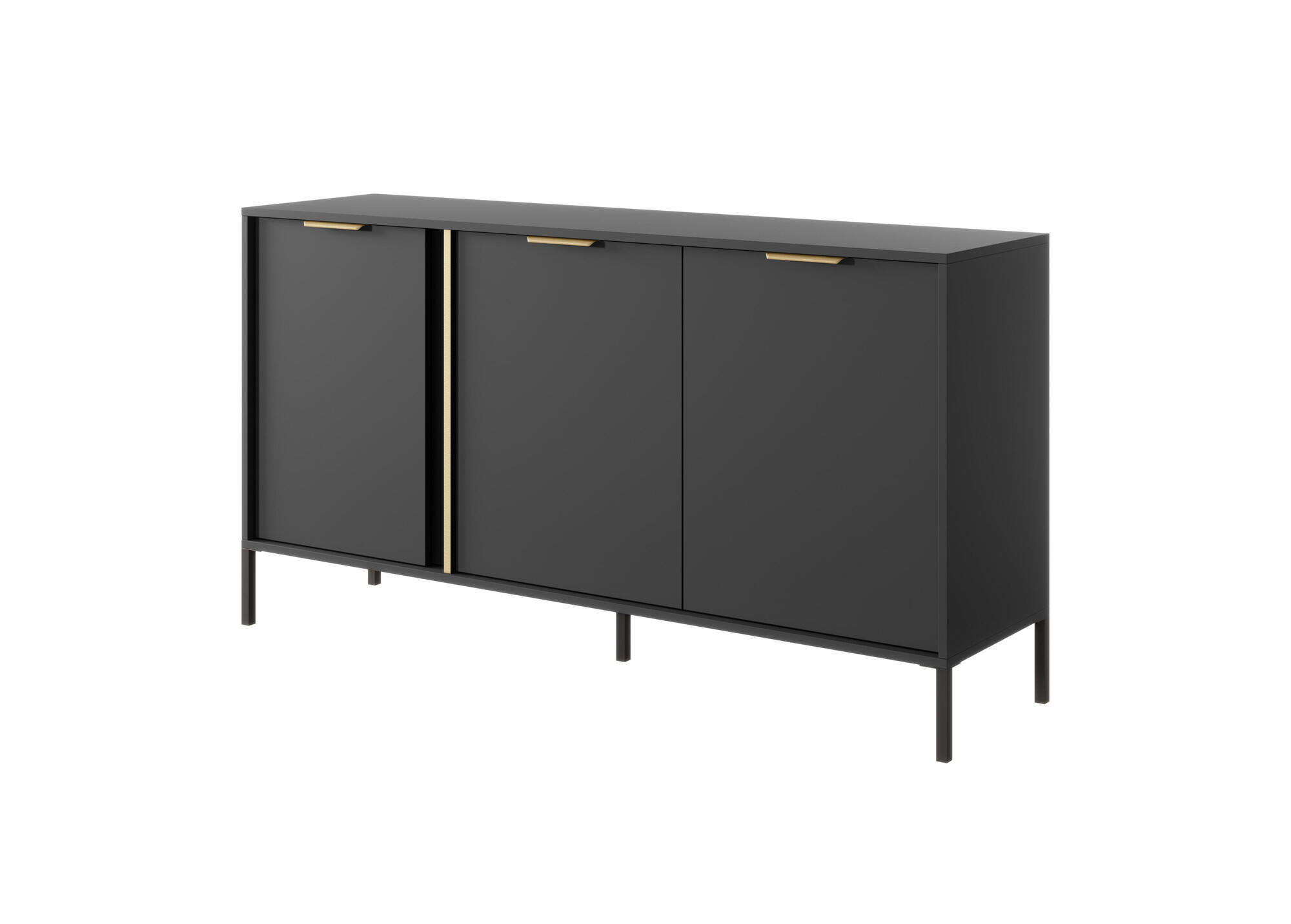 SIDEBOARD LARS Schwarz 153x40x81 cm - Schwarz, Holzwerkstoff (153/81/40cm) - FURNLUX