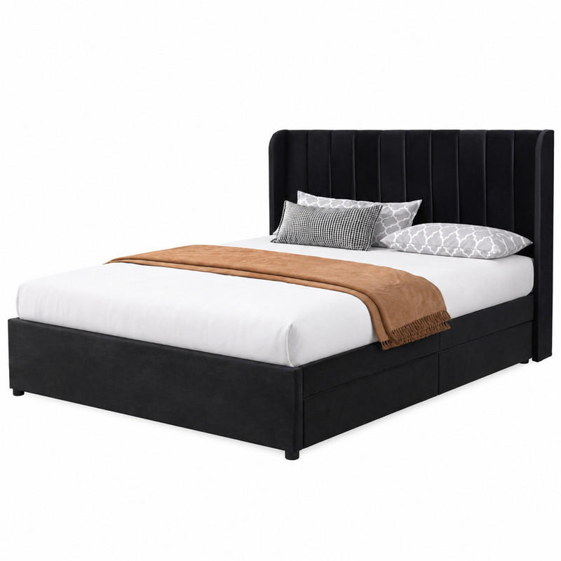 Beauniv Bett Schwarz 160x200 cm