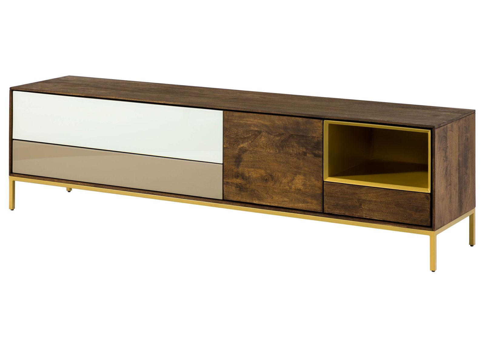 TV-BOARD Mango 200x45x55 braun geölt CHICAGO #102 - Braun, Holz (45/55/200cm) - Massivmoebel24