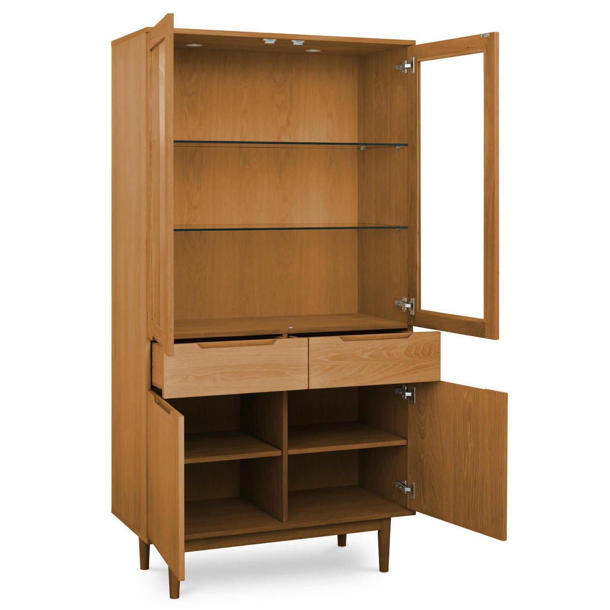 VITRINE mit LED Beleuchtung Wildeiche - Honigeiche/Eichefarben, Holz/Holzwerkstoff (45/190/100cm) - Furnhouse