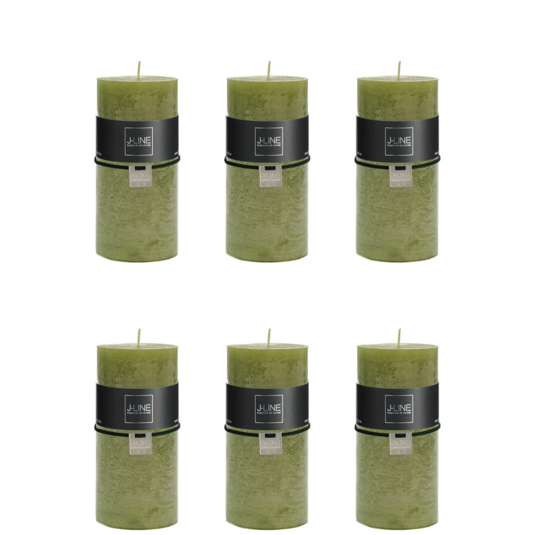 DUFTKERZE ZART - Grün - L - 52 Std. - 6er set - Olivgrün, Paraffin (7/15cm) - J-Line