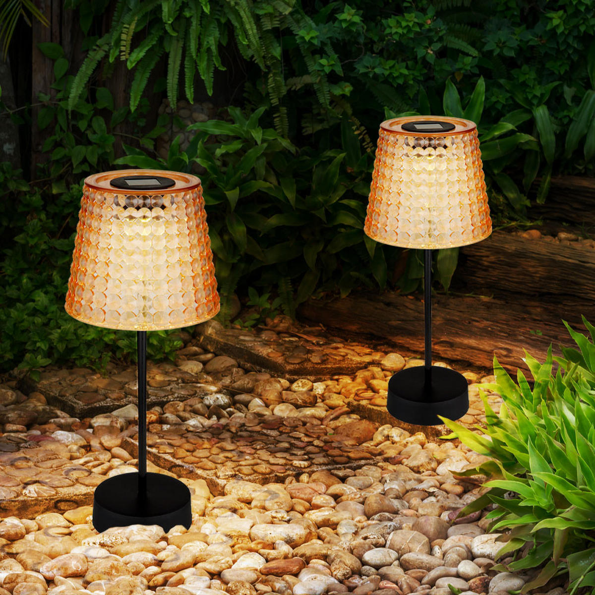 LED AUSSENLEUCHTE Kristalloptik Schwarz 2er Set - Schwarz, Kunststoff (12.5/12.5/29cm) - Globo Lighting