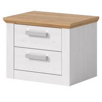NACHTTISCH weiß Lärche, Eiche Artisan Landhaus 56 x 43 cm, Nachtkommode mit Schubkästen - Eichefarben/Silberfarben, Holzwerkstoff/Kunststoff (56/43/39cm) - Inn.Furn