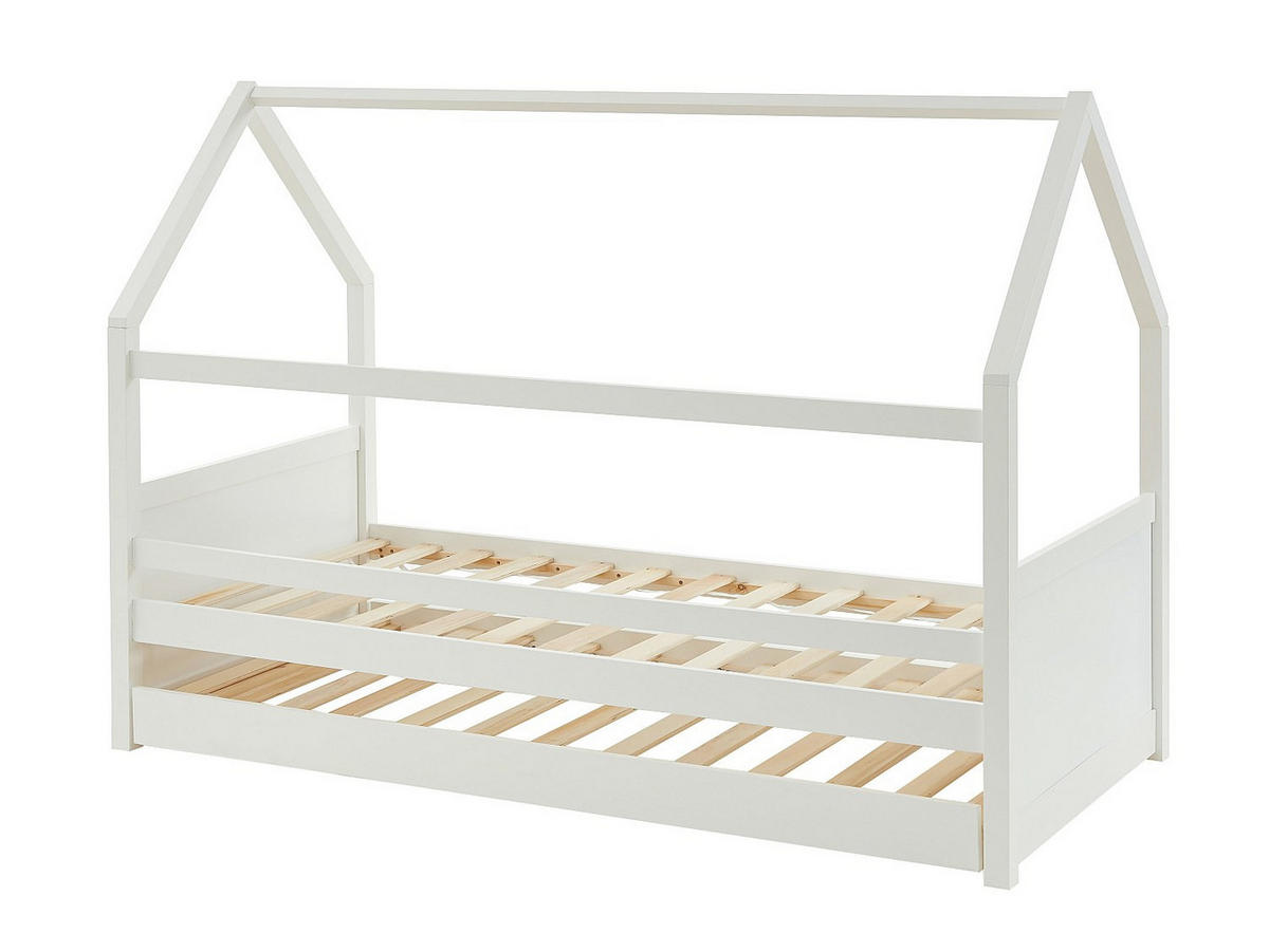 HAUSBETT - 1 Person - Holz, Platte - Weiß - - Weiß, Holz (90/190cm) - Vente-Unique
