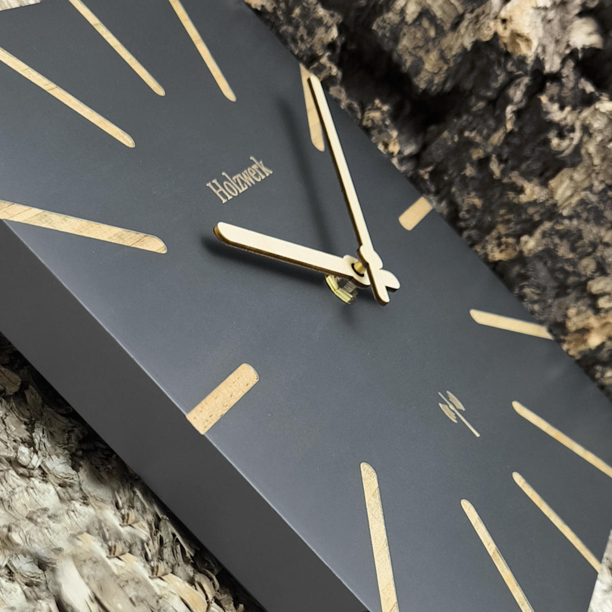 WANDUHR Holz Designer eckige MAINBURG (FUNK) Loft Wand Uhr, grau - Dunkelgrau, Holz/Metall (25/25/2cm) - Holzwerk