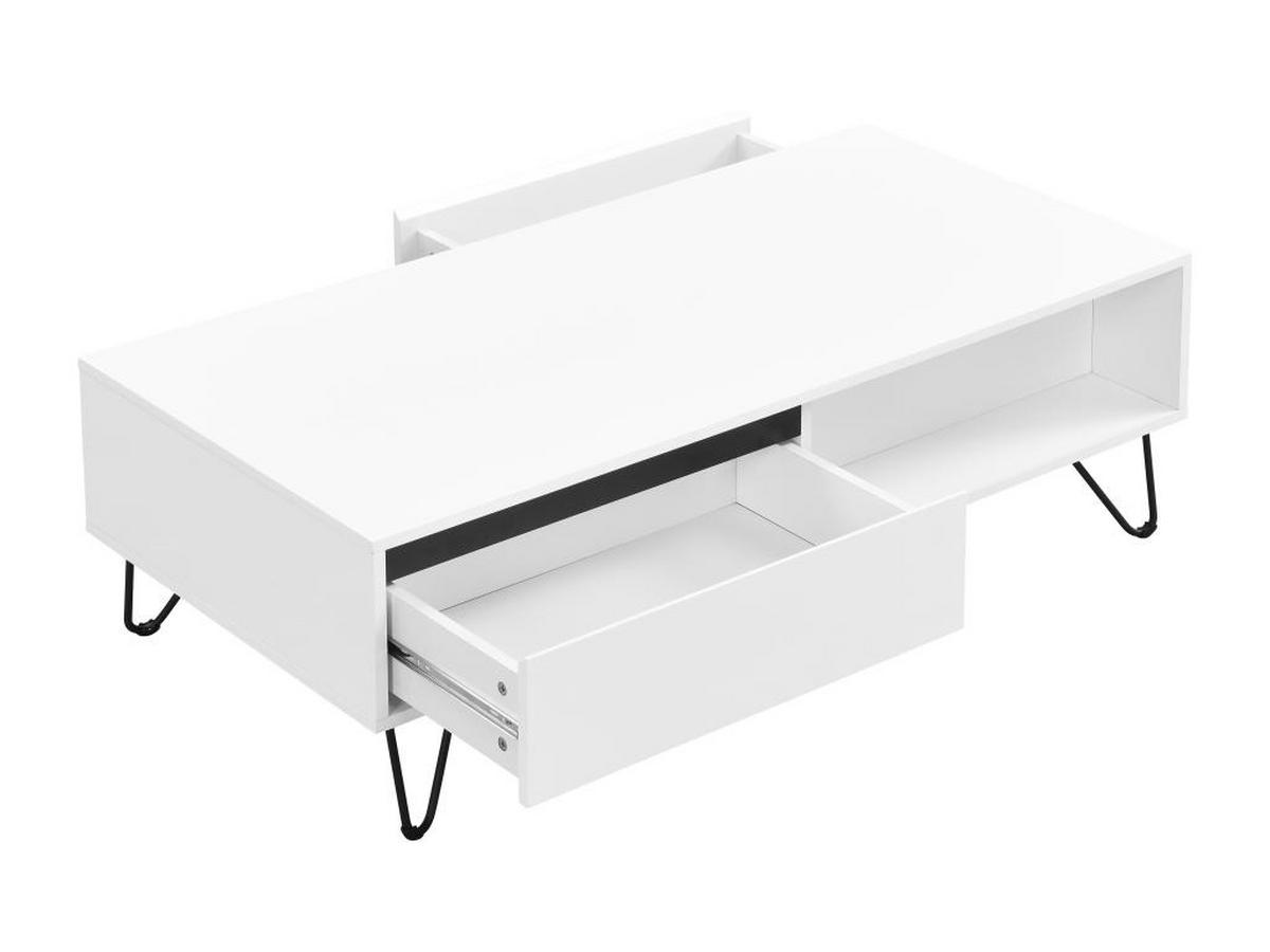 COUCHTISCH mit 2 Schubladen & 2 Ablagefächern - MDF & Stahl - Weiß & Schwarz - ABUJA - Weiß, Holz (120/60/38cm) - Pascal Morabito