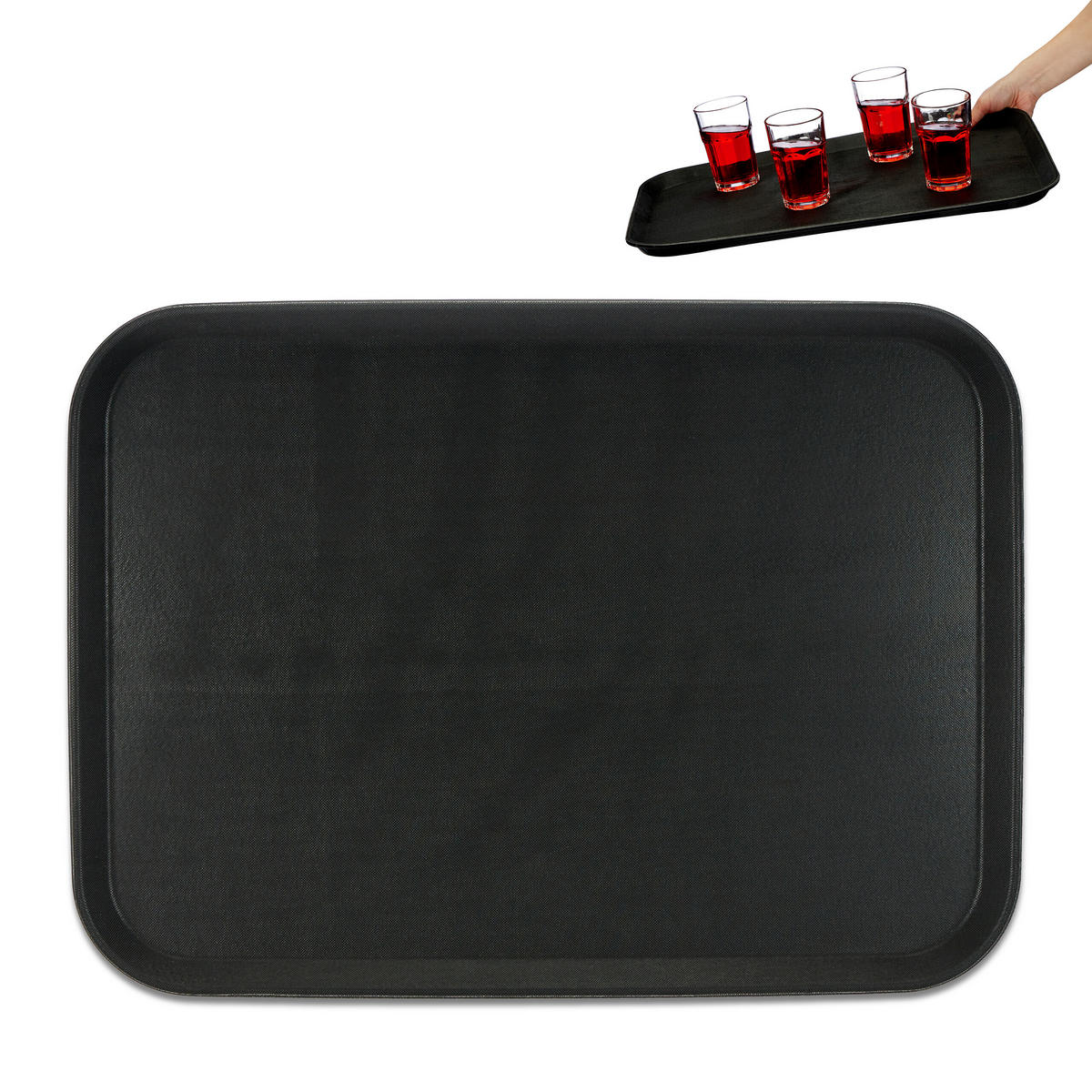 SERVIERTABLETT - Schwarz, Kunststoff (56/2.5/41cm) - Relaxdays
