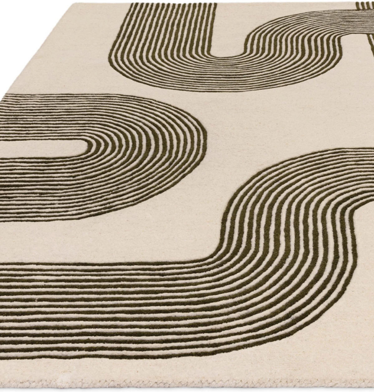 TEPPICH modern handgetuftet Wolle CROOK Grün 120 x 170 cm - Grün, Naturmaterialien (120/170cm) - Novatrend