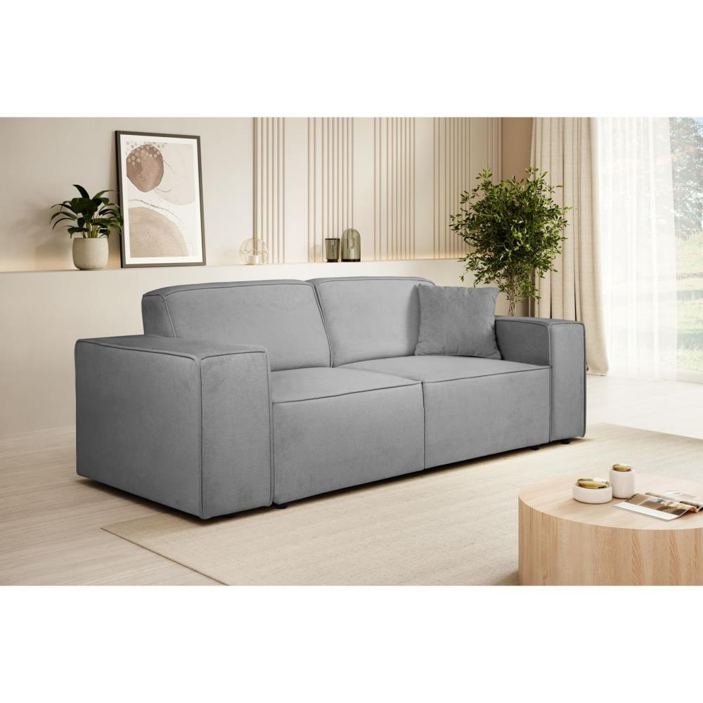 3-SITZER SOFA Pedro ohne Schlaffunktion hellgrau - Hellgrau/Schwarz, Textil (215/75/88cm) - Beautysofa