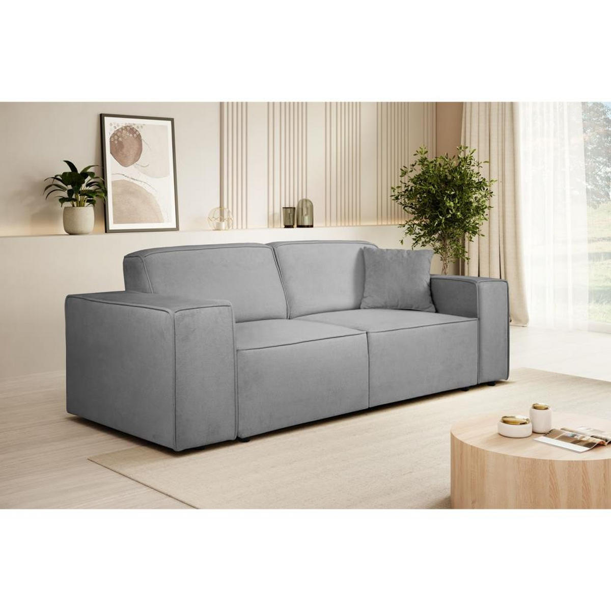 3-SITZER SOFA Pedro ohne Schlaffunktion hellgrau - Hellgrau/Schwarz, Textil (215/75/88cm) - Beautysofa
