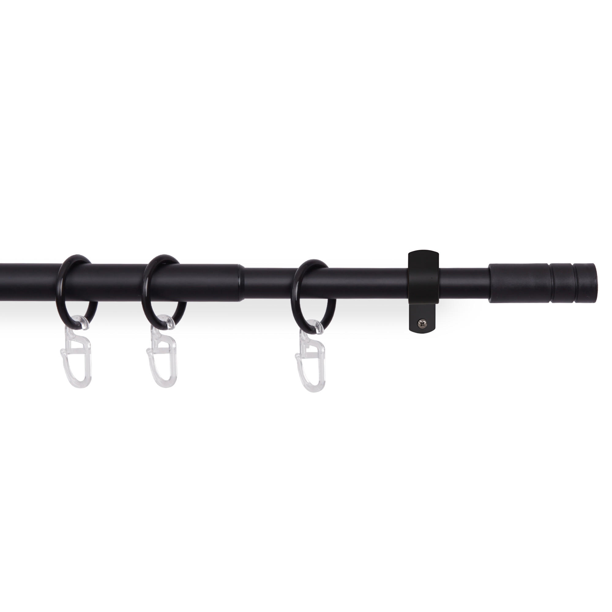 GARDINENSTANGENSET 120-220cm Schwarz Zylinder - Schwarz, Metall (120cm)