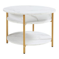 COUCHTISCH Kandas 70/49 cm - Goldfarben/Weiß, Holzwerkstoff/Metall (70/70/49cm) - [en.casa]