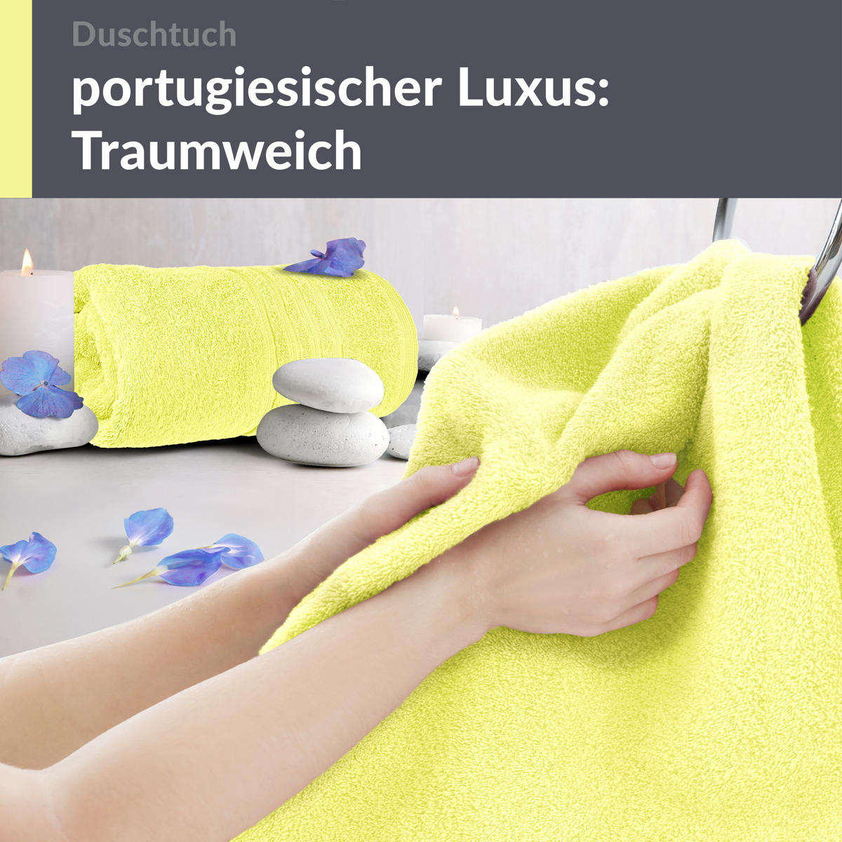 DUSCHTUCH London Anis Grün 2er Set 70x140 - Hellgelb, Textil (70/140cm) - Lashuma