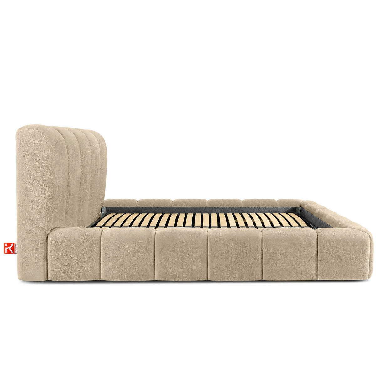 POLSTERBETT MERIDE Chenille, Beige - Beige/Schwarz, Holz/Textil (160/200cm) - KONSIMO®