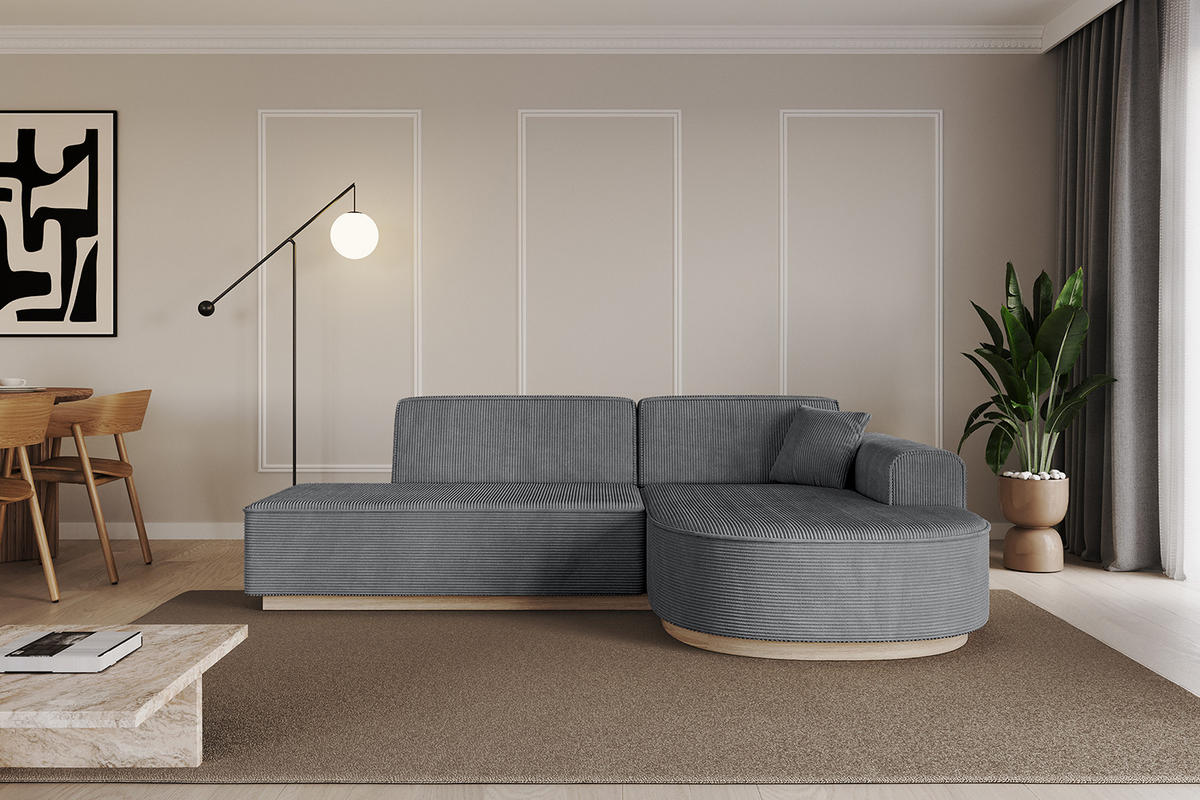 ECKSOFA Ottomane Rechts ARRIO-L1 - 243x171x83 cm Dunkelgrau - Dunkelgrau, Holzwerkstoff/Textil (243/171cm) - ALTDECOR