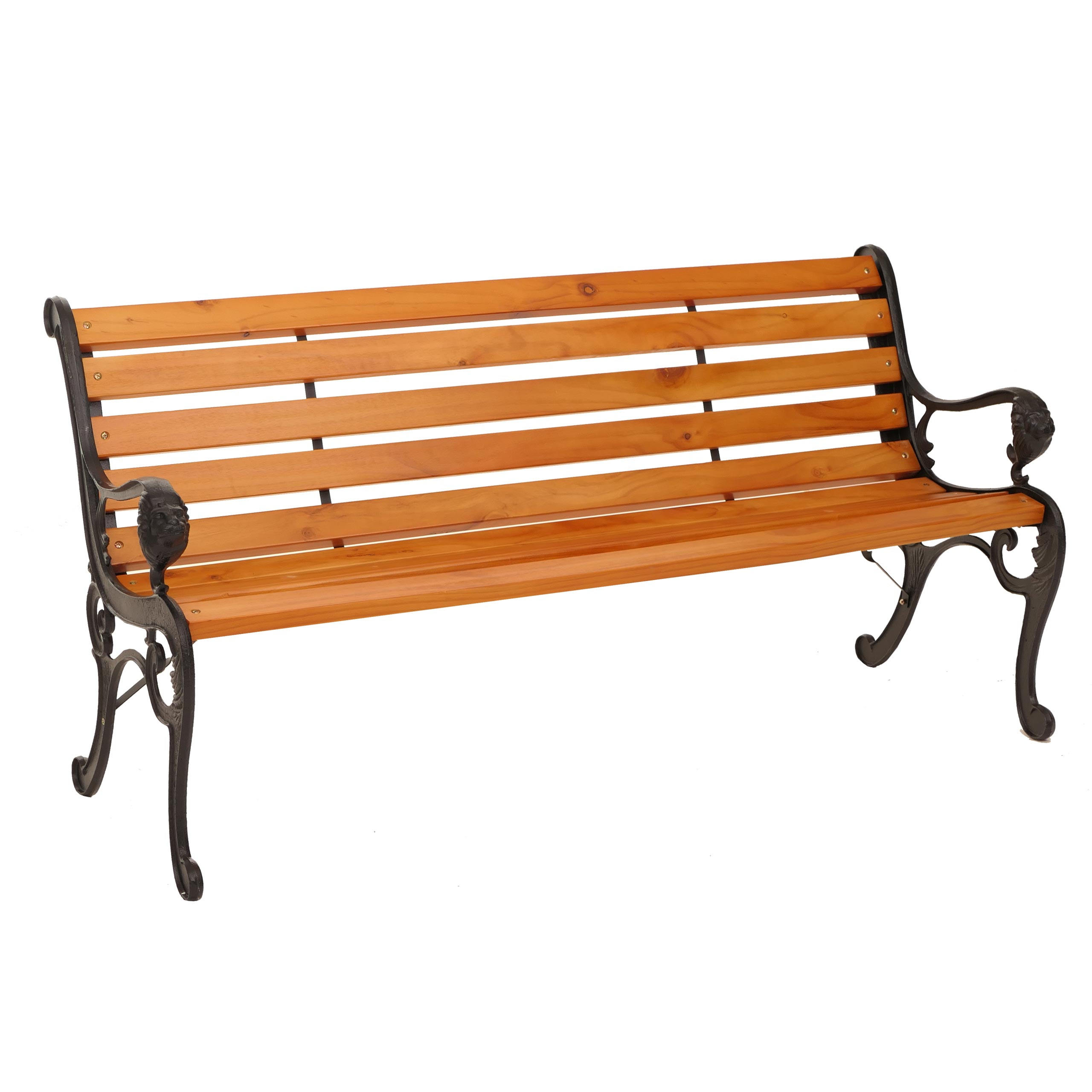 GARTENBANK Schwarz, Teak Dekor - Schwarz/Teakfarben, Holz (164/78/35cm) - MCW