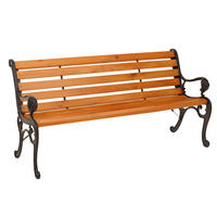 GARTENBANK Schwarz, Teak Dekor - Schwarz/Teakfarben, Holz (164/78/35cm) - MCW