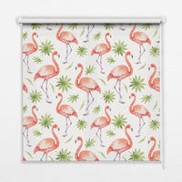 VNÚTORNÁ roleta - okenná roleta - roleta - 100x180 cm - Plameniak a listy - pink, plast (100/180/0.5cm) - TULUP