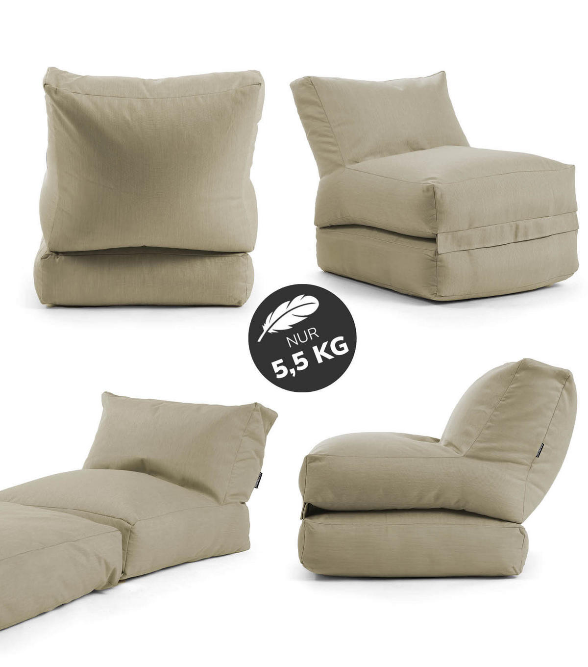 SITZSACK und Hülle Der Summerdream - Beige, Textil (70/80/90cm) - Mokebo