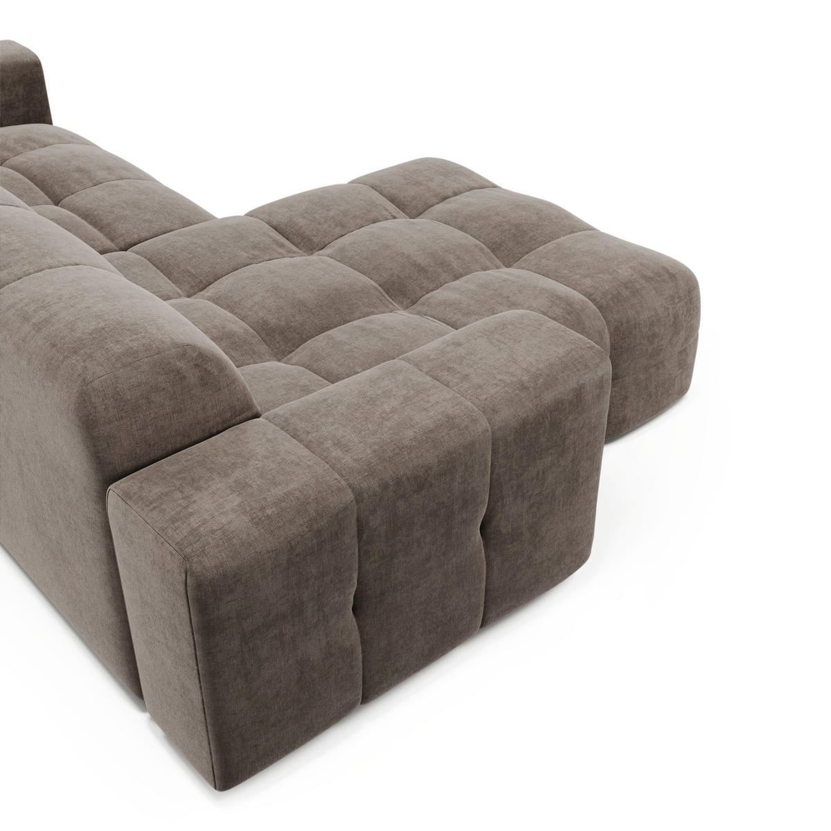ECKSOFA LINKS Samt Taupe 230cm - Taupe, Textil (155/230cm) - Sia Home